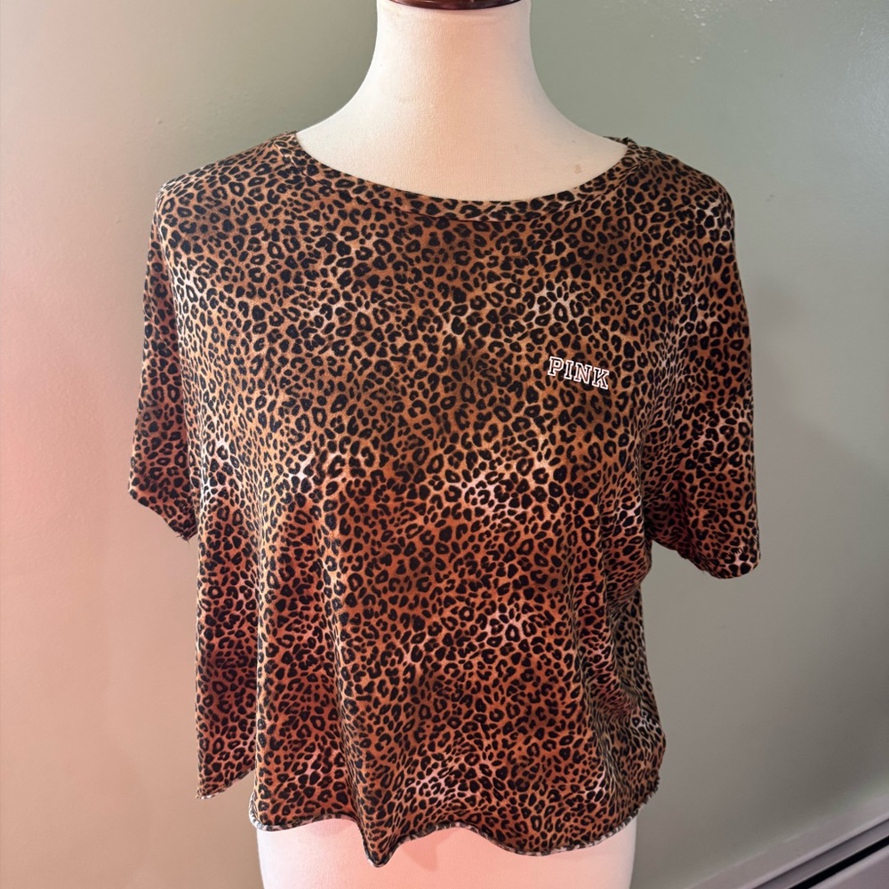 PINK Victoria's Secret Brown Leopard Print Tee